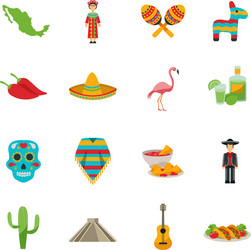 mexico flat icon set vector