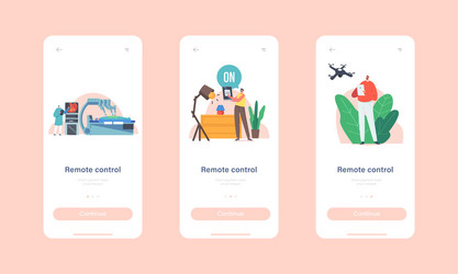 Remote control mobile app page onboard screen vector