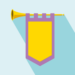 Trumpet with flag icon vector