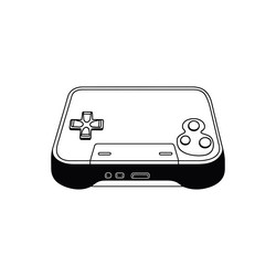 outline console with dpad and three buttons vector image
