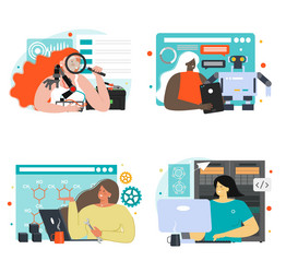 robot engineering and programming scene set vector