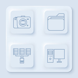 Set line mirrorless camera document folder vector