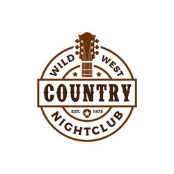Vintage Country Guitar Badge Vector Image
