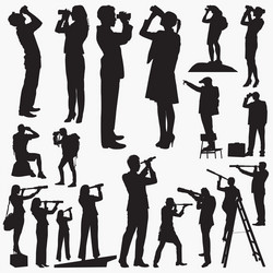 Binoculars & Telescopes Silhouettes Vector Image