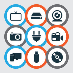 electronics icons set with computer tv web vector image