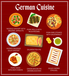 german cuisine food menu page template vector