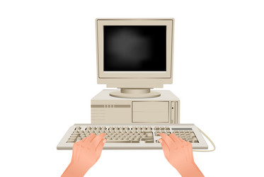 hands are typing on computer keyboard online vector