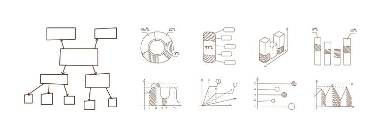 Line chart graph and diagram for data analysis vector