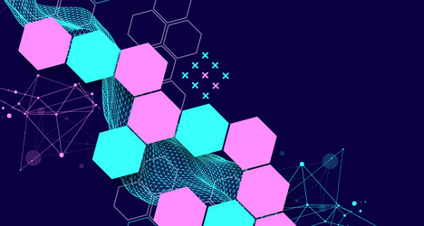 abstract wave with hexagon is made in a frame vector image