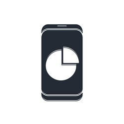 black mobile phone with graph chart icon isolated vector image