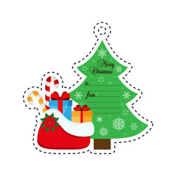 Christmas tree and a bag with gifts vector