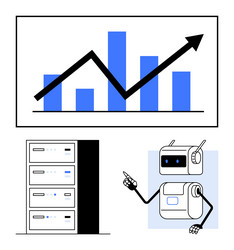 data analytics and automation server rack growth vector image