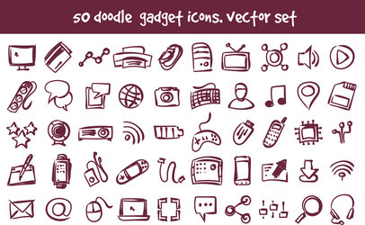 Doodle gadget icons set vector