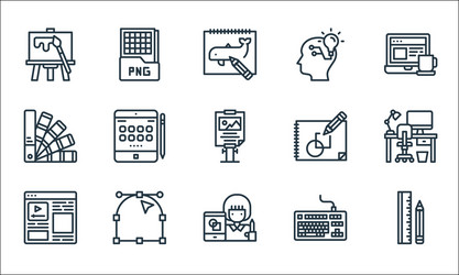 Graphic design line icons linear set quality vector