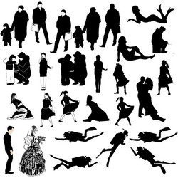 Silhouettes of People in Motion Vector Image