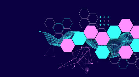 abstract wave with hexagon is made in a frame vector image