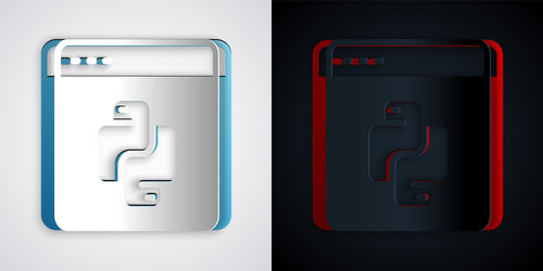 paper cut python programming language icon vector