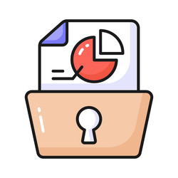 pie chart on page with keyhole showing concept vector image
