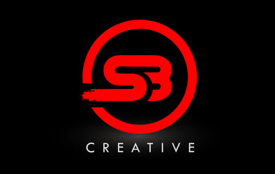 Red sb circular letter logo with circle brush Vector Image