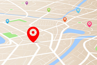 3d top view a map with destination location vector image