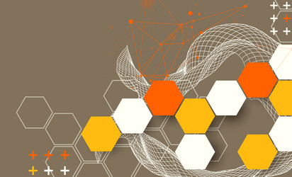 abstract wave with hexagon is made in a frame vector image