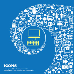 computer monitor and keyboard icon nice set vector image