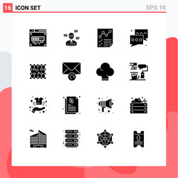 Modern set 16 solid glyphs and symbols vector