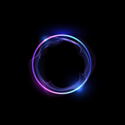 neon gradient line circle frame with wavy motion vector image