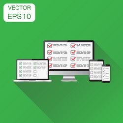 Online survey checklist with computer icon vector