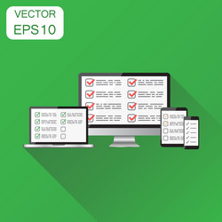 online survey checklist with computer icon vector