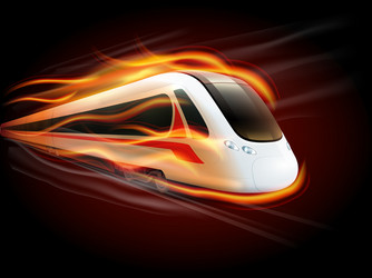 speed train fire black background design vector