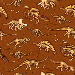 dinosaur fossils seamless pattern with dino bones vector image