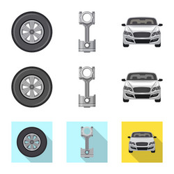 isolated object auto and part logo set vector image