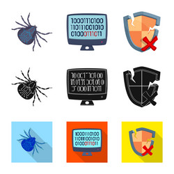 isolated object of virus and secure symbol vector image