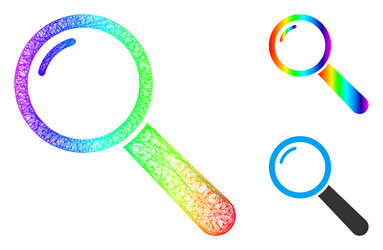 Rainbow net mesh gradient magnifier icon vector