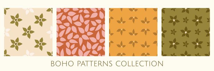 seamless patterns collection in boho style vector image