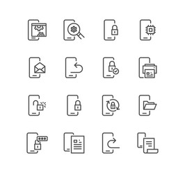 set of mobile apps and technology icons vector