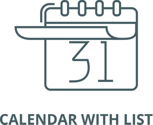 Calendar with list line icon vector