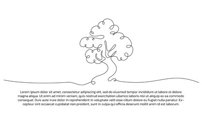 Continuous line design of simple tree single vector