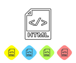 grey html file document icon download button vector image