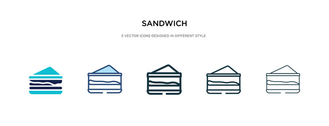 sandwich icon in different style two colored vector image