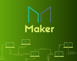 Maker cryptocurrency technology on green vector