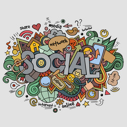 Social hand lettering and doodles elements vector