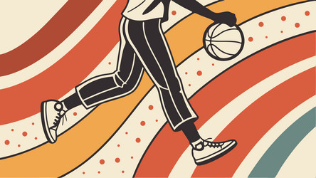 dynamic basketball player in action on wavy lines vector image