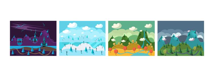 Mobile game horizontal backgrounds and scenery vector