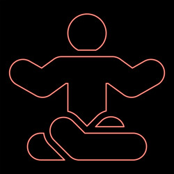 Neon man in yoga pose red color image flat style vector