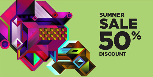 summer sale 50 discount with geometric colorful vector