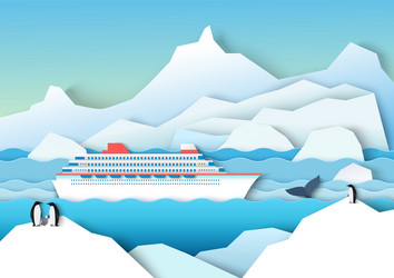 Antarctic Cruise Paper Cut - Iceberg Scene Vector Image