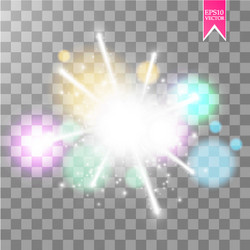 Colorful firework explosion on transparent Vector Image