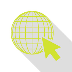 Earth globe with cursor pear icon flat style vector